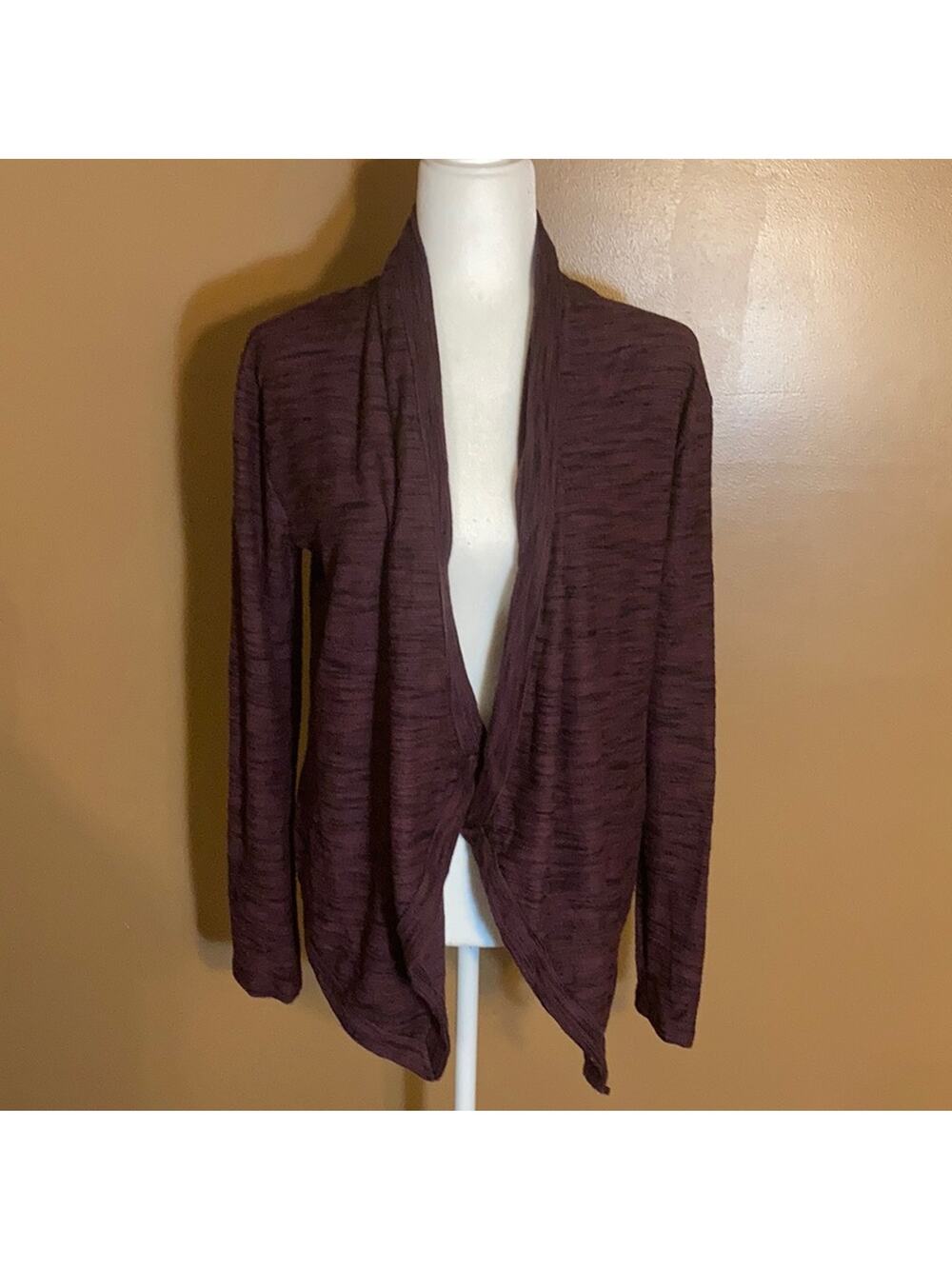 NWOT Caslon Burgundy & Black Open Fly Away Cardigan Sz Small